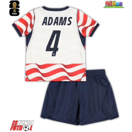 Estados Unidos Tyler Adams #4 Primera Equipación Niños Mundial 2026 Manga Corta (+ Pantalones cortos)